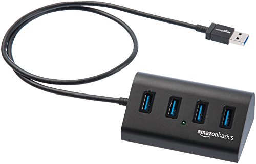 Book Cover Amazon Basics USB 3.1 Type-A to 4-Port Aluminum Hub Connector, Black