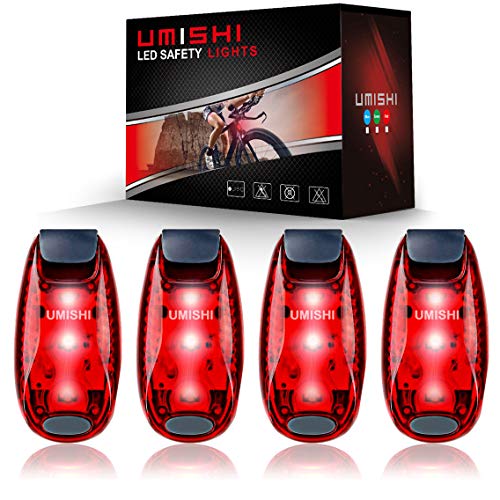 Book Cover UMISHI 3 Modes LED Safety Lights 4 Packs Clip on Strobe Running Cycling Dog Collar Bike Tail Warning Light High Visibility Accessories for Reflective Gear
