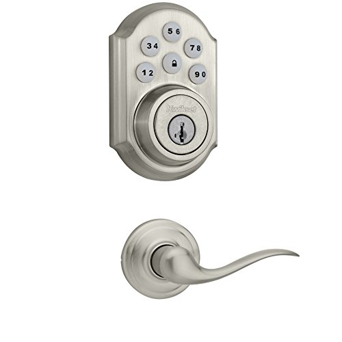 Book Cover Kwikset 909 SmartCode Electronic Deadbolt featuring SmartKey with Tustin Passage Lever (Satin Nickel)