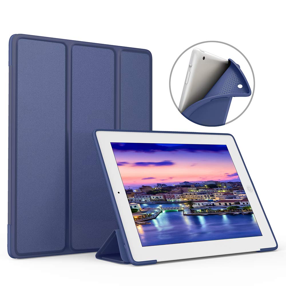 Book Cover Aoub (Old Model) ipad 2/3/4 case Slim Lightweight Tri-Fold Silicone Stand Cover with Auto Sleep/Wake Function,for Old iPad 2th/3th/4th Generation case (Navy)
