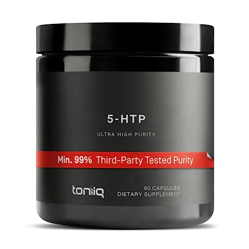 Book Cover Toniiq Ultra High Strength 5HTP Capsules - 99%+ Highly Purified and Highly Bioavailable - 12:1 Concentrated Extract - 200mg - 90 Veggie Capsules