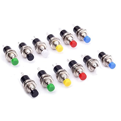 Book Cover Cylewet 12Pcs 1A 250V AC 2 Pins SPST Momentary Mini Push Button Switch Normal Open (Pack of 12) CYT1078