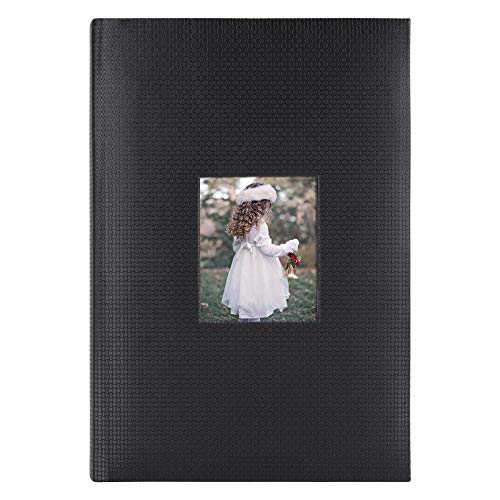 Book Cover Golden State Art Black Geometric Pattern Embossed Cover Photo Album, Holds 300 4x6 Pictures, 3 Per Page