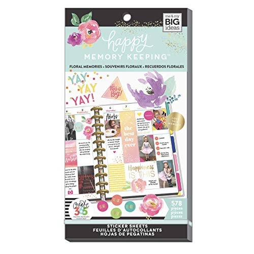 Book Cover me & my BIG ideas Sticker Value Pack for Big Planner - The Happy Planner Scrapbooking Supplies - Floral Theme - Multi-Color & Gold Foil - Great for Projects & Albums - 30 Sheets, 578 Stickers Total