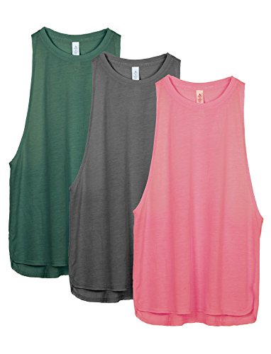 Book Cover icyzone Workout Tank Tops for Women - Running Muscle Tank Sport Exercise Gym Yoga Tops Athletic Shirts(Pack of 3)