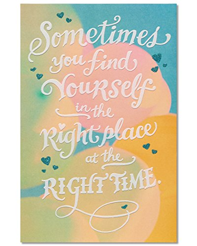 Book Cover American Greetings Romantic Right Place Right Time Birthday Greeting Card with Glitter