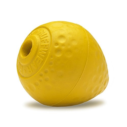 Book Cover Ruffwear Chew-Resistant Rubber Dog Toy, Food & Treat Dispenser, One Size, Dandelion Yellow, Turnup, 60401-755