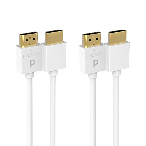 Book Cover Pacroban Ultra Slim White 4K HDMI Cable (10ft - 2pack) - Available in 1.5, 3, 6, 10, 15, 17 Feet