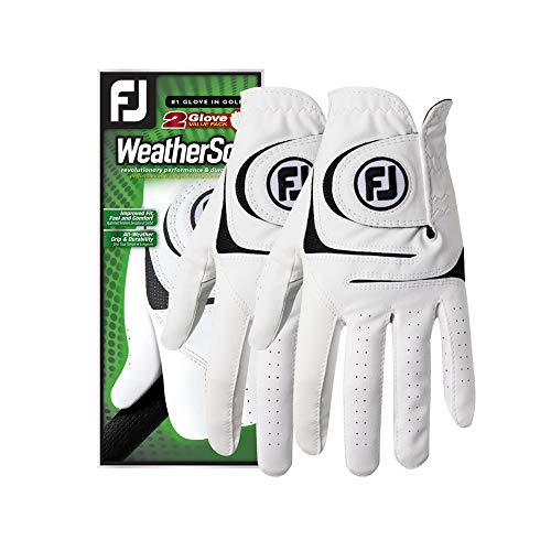 Book Cover FootJoy Men's WeatherSof 2-Pack Golf Glove White Large, Worn on Left Hand