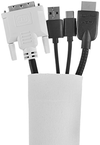 Book Cover Amazon Basics Wire Cable Management Sleeve Cover Organizer - Zipper, 40-Inch, White, 2-Pack