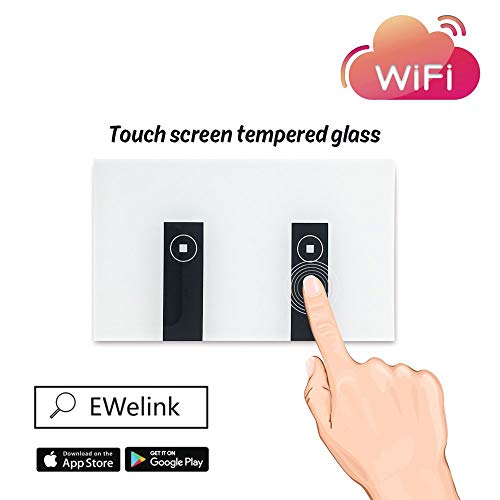 Book Cover Faryuan Smart Wi-Fi Touch Panel Wall Switch Remote Control Timing Function with Smartphone Compatible with Alexa (two way switch)