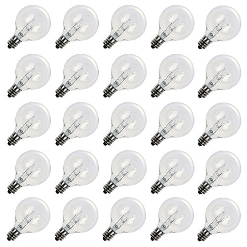 Book Cover Clear Globe G40 Replacement Bulbs, E12 Screw Base Light Bulbs, 1.5-Inch, Pack of 25