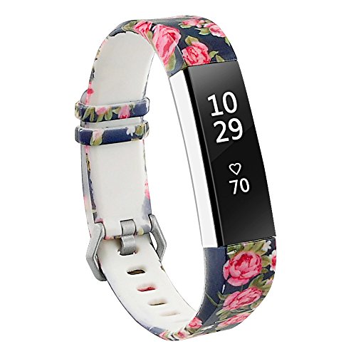 Book Cover RedTaro Bands Compatible with Fitbit Alta/Fitbit Alta HR,Blue Floral,Standard Size for 5.5