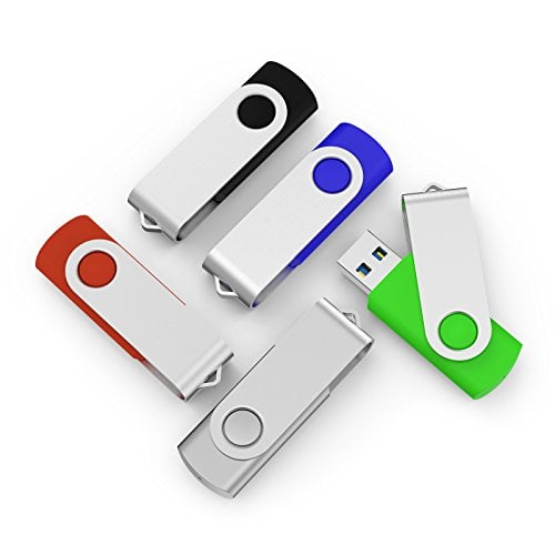 Book Cover TOPSELL 5 Pack 16GB USB 3.0 Flash Drive Memory Stick Thumb Drives (5 Mixed Colors: Black Blue Green Red Silver)