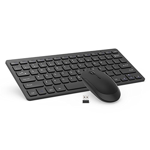 Book Cover Wireless Keyboard Mouse, Jelly Comb 2.4GHz Ultra Slim Compact Portable Wireless Keyboard and Mouse Combo Set for PC, Desktop, Computer, Notebook, Laptop, Windows XP / Vista / 7 / 8 / 10 - Black