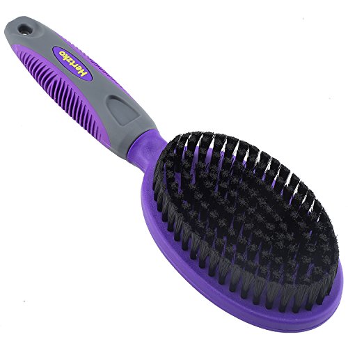 Book Cover Double Sided Combo Pins and Bristle Brush by Hertzko - For Dogs and Cats with Long or Short Hair - Dense Bristles Remove Loose Hair from Top Coat and Pin Comb Removes Tangles, and Dead Undercoat (Single Sided)