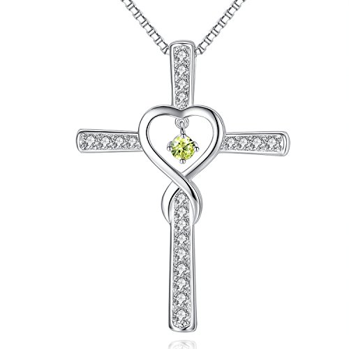 Book Cover Milamiya Infinity Love God Cross CZ Pendant Necklace with Birthstone, Birthday Gifts, Jewelry for Women, Girls