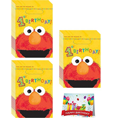 Book Cover Elmo 1st Birthday Favor Treat Bags Bundle Pack of 24