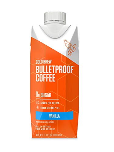 Book Cover Bulletproof Vanilla Cold Brew Coffee, Keto Friendly with Brain Octane C8 MCT Oil and Grass Fed Butter, Sugar Free, Vanilla, 12 Pack