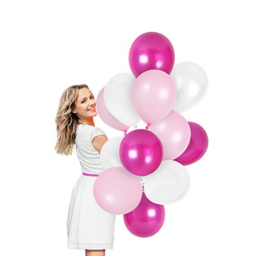 Book Cover Valentine's Day Decorations Pink White Balloons 100 Pack Magenta Pink Pearl White Balloon Arch 12 Inch Metallic Latex for Wedding Engagement Party Birthday Baby Shower Graduation Decorations