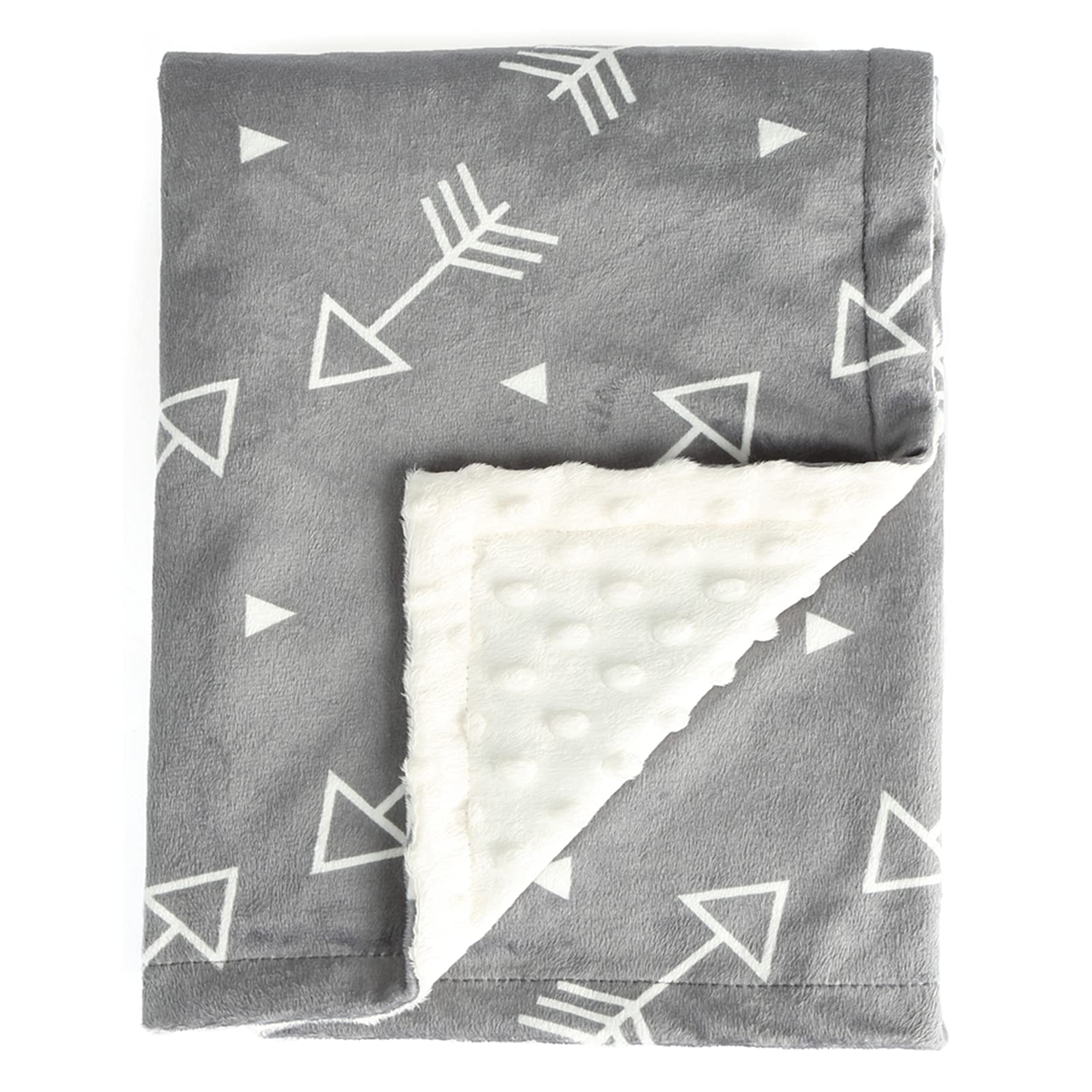 Book Cover BORITAR Baby Blanket Super Soft Minky with Double Layer Dotted Backing, Little Grey Arrows Printed 30 x 40 Inch, Receiving Blankets 30x40 Inch (Pack of 1) Arrow