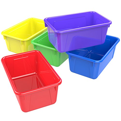 Book Cover Storex 62414U05C Small Cubby Bin, Plastic Storage Container Fits Classroom Cubbies, Pack of 5, 12.2