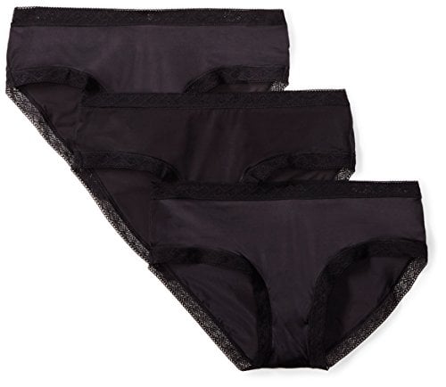 Book Cover Amazon Brand - Mae Women's Soft Microfiber Hipster Underwear with Lace, 3 Pack