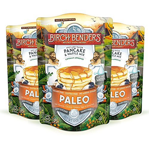 Book Cover Paleo Pancake and Waffle Mix by Birch Benders, Made with Cassava, Coconut, Almond Flour, Just Add Water, 12 Ounce (Pack of 3)