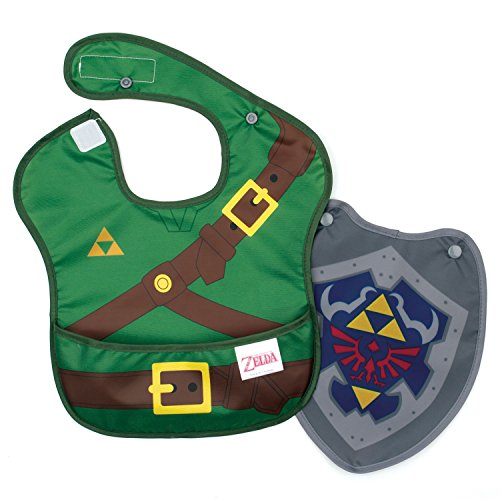Book Cover Bumkins Nintendo Zelda SuperBib, Baby Bib, With Cape Waterproof, Washable, Stain and Odor Resistant, 6-24 Months