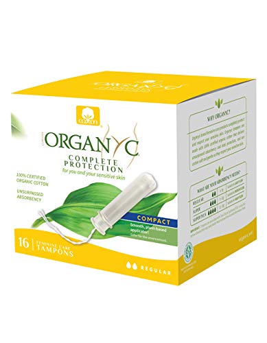 Book Cover Organyc 100% Certified Organic Cotton Tampons, Normal Flow, with Compact Plant-Based Eco-Applicator, 16Count