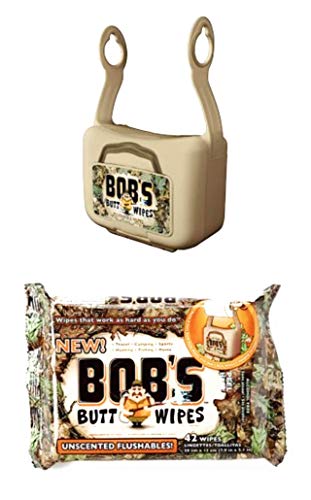 Book Cover Bob's Butt Wipes Hanging Flushable Wipe Dispenser & 42 Count Wipes - Tan