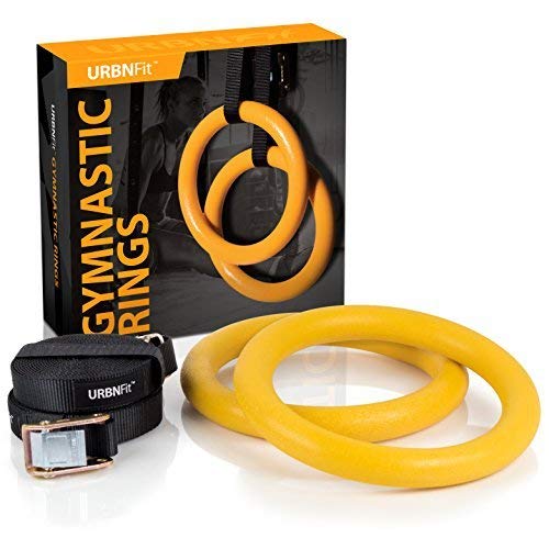 Book Cover URBNFit Gymnastic Rings - Bodyweight Workout and Strength Training Olympic Non-Slip Rings with Adjustable Straps for Crossfit and at Home Gym Workouts