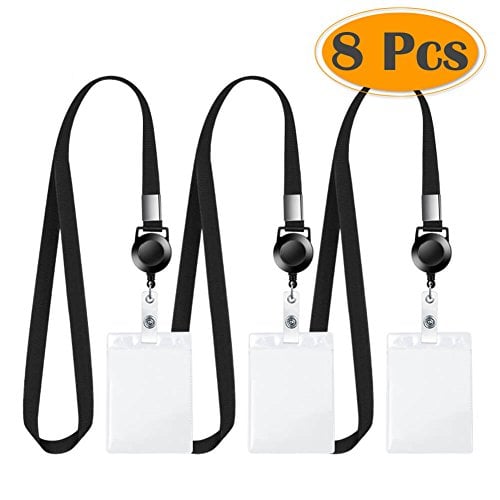 Book Cover Selizo 8 Packs Lanyard with Retractable Badge Holder and ID Name Card Holders
