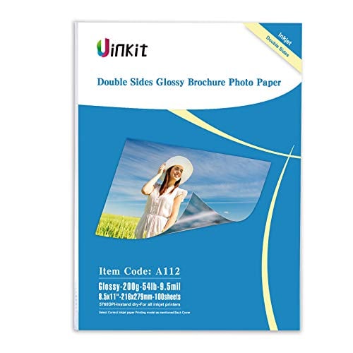 Book Cover 100 Sheets Double Sided Glossy Photo Paper Inkjet 8.5x11, 53 lb, 200gsm, 9.5Mil Calendar Flyers Menu for Inkjet Printing