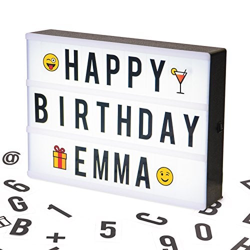 Book Cover A4 Cinematic LED Light Box Sign, A4 Vintage Style Light Up Message and Note Sign – Personalize your own message with 100 Letters, Smiles & Symbols. Battery and USB Power (1.5m USB Cable Included)