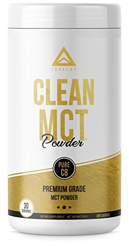 Book Cover Clean MCT Oil Powder: 100% C8 Coconut Caprylic Acid Triglycerides | Best Keto Ketogenic Diet Supplement | Sustainably Sourced Non-GMO | by LevelUp® (Unflavored)