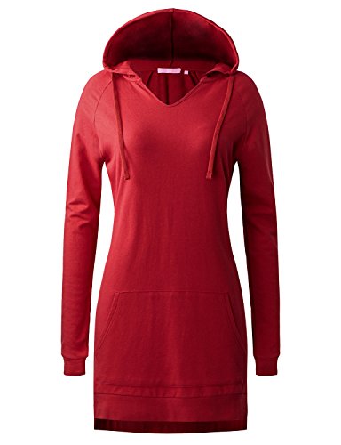 Book Cover Regna X Love Coated Women's Long Sleeve Warm Side Slit Hoodie t-Shirts Red XXL
