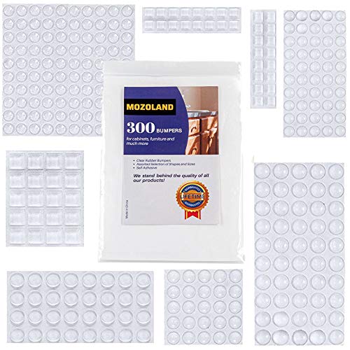 Book Cover Clear Rubber Feet Bumpers Pads 300 Pieces Self Adhesive Transparent Stick Bumper Noise Dampening Buffer Bumpers for Door Drawer Self Stick Cabinet-MOZOLAND
