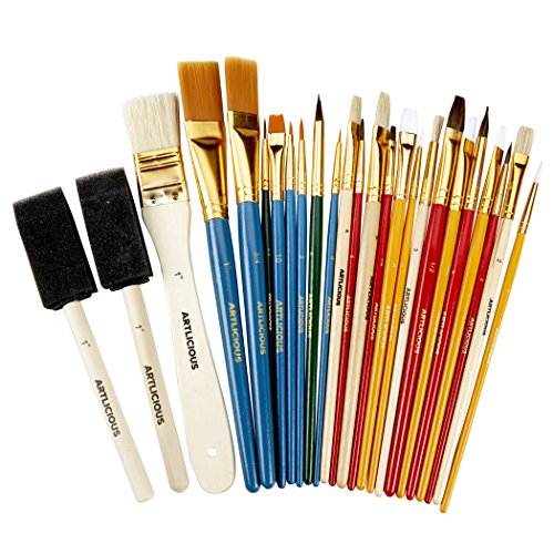 Book Cover 25 All Purpose Paint Brush Value Pack - Great with Acrylic, Oil, Watercolor, Gouache