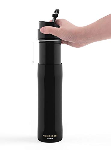 Book Cover KOHIPRESS French Press Coffee Maker, 12 oz., Stainless Steel Insulated Travel Mug for Kitchen, Office, or Camping Use, Full Immersion Steep with Grounds Filter for Hot and Cold Brew