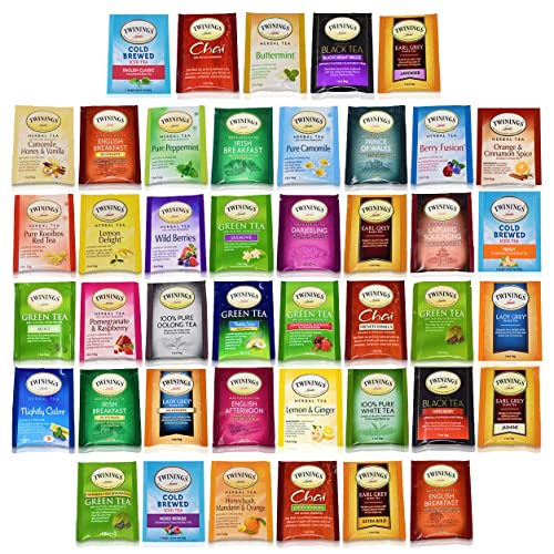 Book Cover BLUE RIBBON Twinings Tea Bags Sampler Assortment Variety Pack Gift Box - 48 Count - Perfect Variety - English Breakfast, Green, Black, Herbal, Chai Tea and more