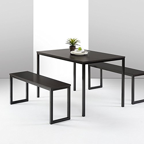 Book Cover Zinus Dining Table with Two Benches, Steel, Espresso