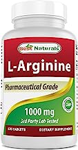 Book Cover (New Improved Formula) Best Naturals L-Arginine 1000 mg 120 Tablets - Pharmaceutical Grade L Arginine Supplement Promotes Nitric Oxide Synthesis 120.0 Servings (Pack of 1)