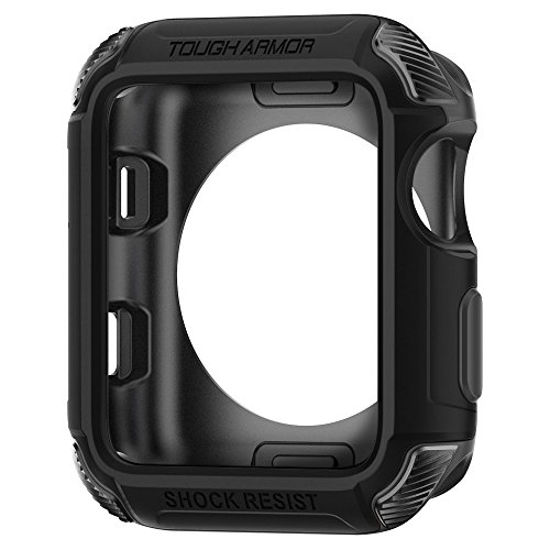 Book Cover Spigen Tough Armor [2nd Generation] Designed for Apple Watch Case for 42mm Series 3 / Series 2 / Series 1 - Black