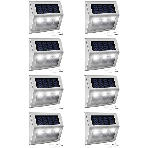 Book Cover Solar Step Lights with Larger Battery Capacity JACKYLED 8-Pack LED Solar Powered Weatherproof Outdoor Lighting for Steps Stairs Paths Patio Decks