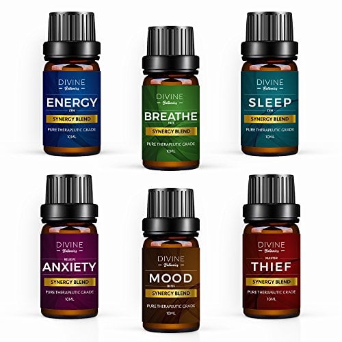 Book Cover Aromatherapy Essential Oil Immunity Blend Set of top 6 Pure Therapeutic Grade Oils 10 ml Synergy Blends - Breathe Easy - Sleep Well - Relieve Anxiety - Uplift Mood - Energy Zen - Thief Protection