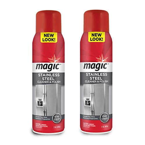Book Cover Magic Stainless Steel Cleaner Aerosol - 17 Ounce (2 Pack)- Removes Fingerprints Residue Water Marks and Grease from Appliances - Refrigerator Dishwasher Oven Grill