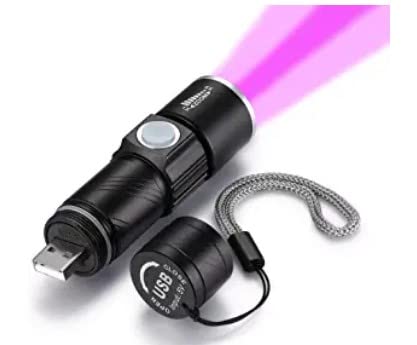 Book Cover DARKBEAM UV Light Rechargeable USB Flashlight 395nm Blacklight Ultraviolet Wood's Lamp LED Portable Mini Handheld Pocket Torch Detector for Dog Urine Pet Stains 400nm Anti-counterfeiting, Resin Curing