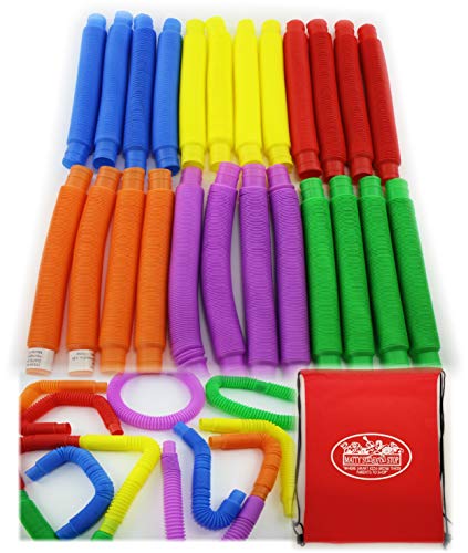 Book Cover Matty's Toy Stop Pull 'N Pop Multi-Color Tubes (Toobs) with Storage Bag - 24 Pack