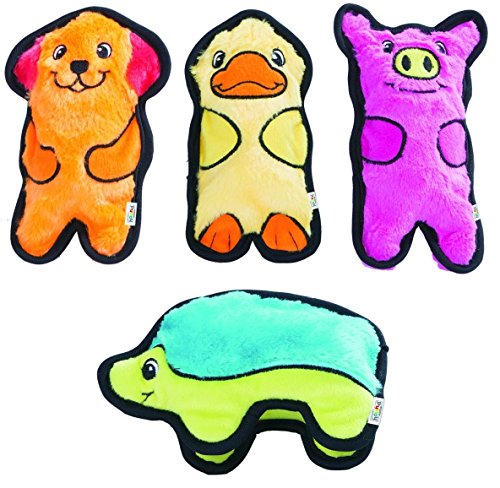 Book Cover Outward Hound (4 pc. Multi-Pack) Invincibles Plush Stuffing-Less Dog Toys with Squeaker